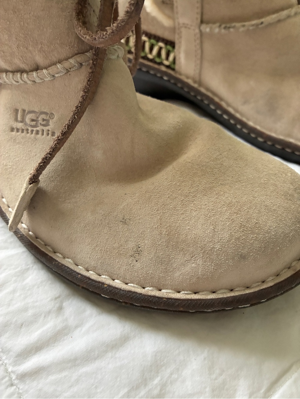 UGG Australia Vintage Shearling Lace-Up Ankle Boots Tan Size 9 - Picture 4 of 10